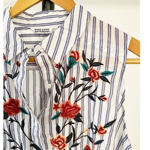 Zara Embroidered Sleeveless Shirt Dress NWT SZ Small